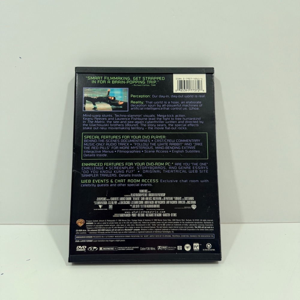 Warner Bros The Matrix DVD Movie Black Sci-Fi Action Keanu Reeves - Picture 3 of 4